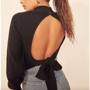 Reformation Osteria Open Back Sweater - Black - Size M